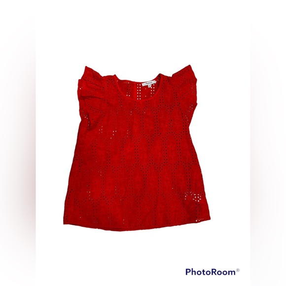 Nwot MADEWELL RED FLUTTER SLEEVE
EYELET TOP - Picture 5 of 8